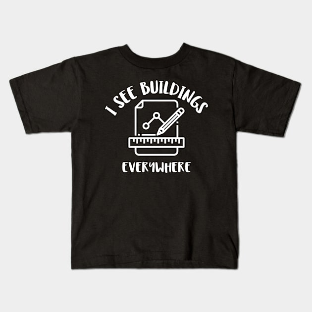 i see buildings everywhere Kids T-Shirt by juinwonderland 41